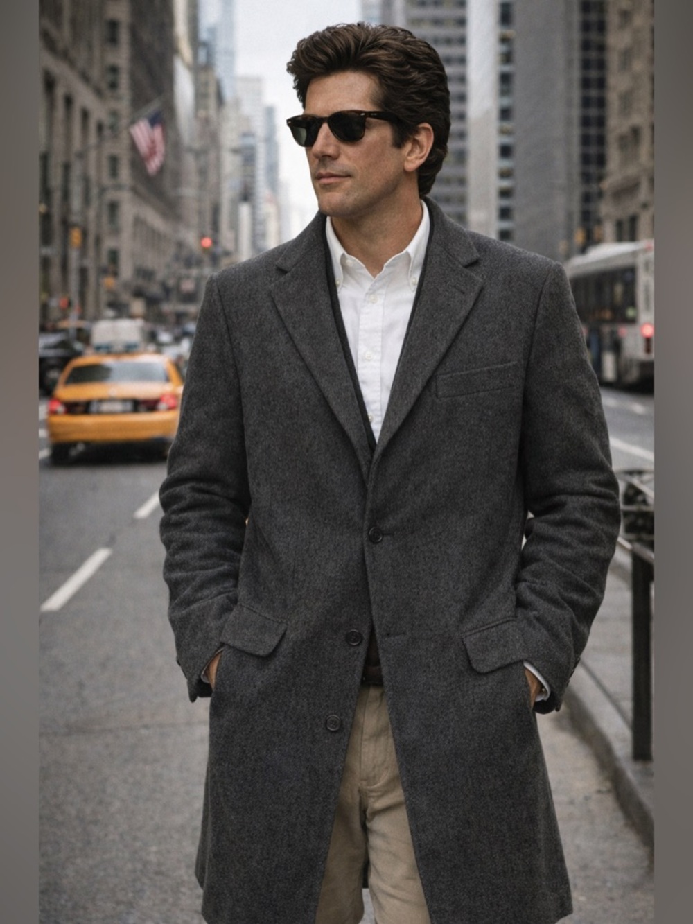 VTG Neiman Marcus x Calvin Klein Union Made Wool Charcoal Blazer. JFK JR.